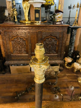 Load image into Gallery viewer, Antique English Brass Corinthian Table Lamp, Rewired, (Pair Available)
