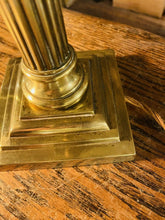 Load image into Gallery viewer, Antique 19th C English Brass Corinthian Table Lamp, Rewired
