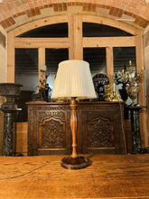 Load image into Gallery viewer, Antique English Carved Mahogany Table Lamp, Edwardian Lighting
