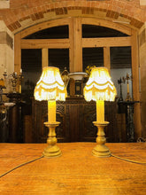 Load image into Gallery viewer, Pair Of Antique Dutch Style Solid Brass Table Lamps, Candlesticks
