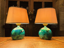 Load image into Gallery viewer, Vintage Pair Of ‘Maison Le Dauphin’ Emerald Green Table Lamps, MCM
