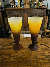 Load image into Gallery viewer, Vintage French Glass Uplighter Table Lamps, Conical, MCM
