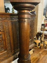 Load image into Gallery viewer, 19th Century Carved Oak Column Pedestal, Plant Stand, Plinth
