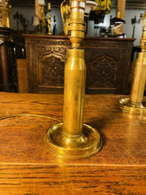 Load image into Gallery viewer, Pair Of Vintage Brass Artillery Shell Casings As Table Lamps, Military Lamp
