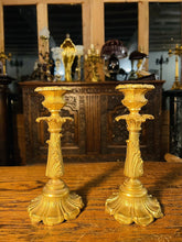 Load image into Gallery viewer, Pair Of Ormolu Bronze 18th/19th Century Candlesticks, Louis XVI
