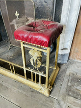 Load image into Gallery viewer, Antique Brass &amp; Italian Red Leather Club Fender, From Stately Home
