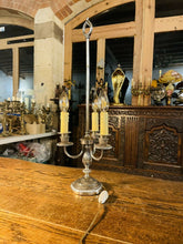 Load image into Gallery viewer, Bouillotte Triple Branch Lamp - Silver Plated - French Empire - Napoleonic
