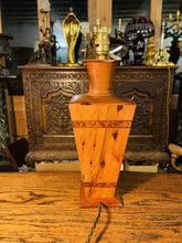 Load image into Gallery viewer, Vintage Art Deco Style Burr Walnut &amp; Thuya Table lamp, Inlaid Marquetry
