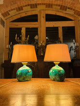 Load image into Gallery viewer, Vintage Pair Of ‘Maison Le Dauphin’ Emerald Green Table Lamps, MCM
